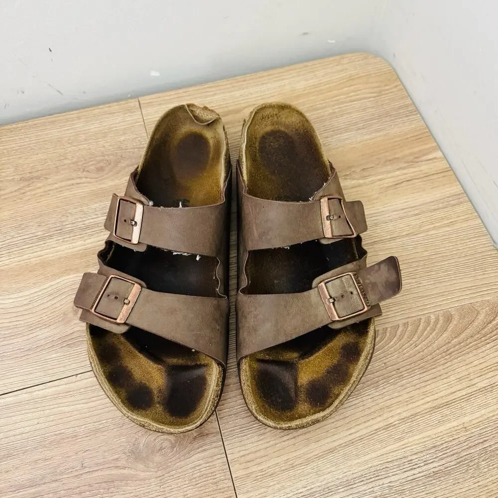 Birkenstock Arizona Brown Leather Slides Men’s Size 12